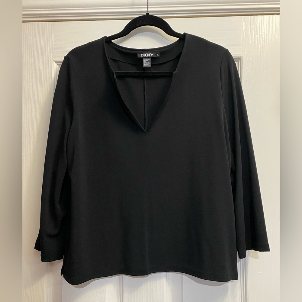 Y2K Vintage DKNY Pullover Top V-Neck Sz L